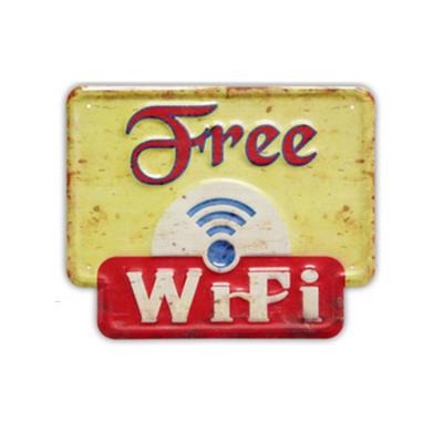 China Europe Embossed Typeface WIFI FREE Retro Metal Wall Signs Board Tin Sign for sale