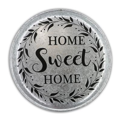 China Fashion Eco-friendly Decorative Home Wall Hanging Pattern Metal Galvanized Home Sweet Home Plaque for sale