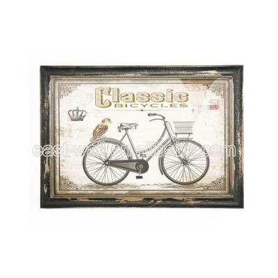 China Sublimation Wood Hot-stamping Art Sign Bicycle Wall Rustic Europe Craft Frame Plaque for sale