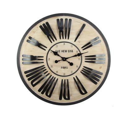 China Antique Home Decoration Round Shape Style Digital MDF Promotional Wall Clock for sale