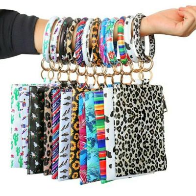 China Fashion Key Ring Phone Wallet Leather Keychain Bracelet With Matching Bracelet Bag W2843 for sale