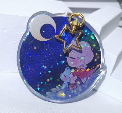 China CD657 Fashion Glitter Holographic Epoxy Acrylic Key Chain Customize Your Own Cartoon Kawaii Key Chain Charms for sale