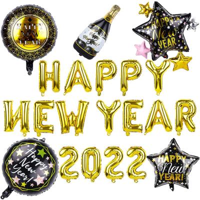 China Fashion 2022 Happy New Years Foil Balloon Set Party Decoration Supplies Party Decorations for sale