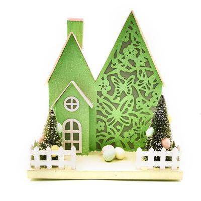 China Hot Selling Easter Product Easter Yard Decorations Led Paper House With Trees Eggs for sale