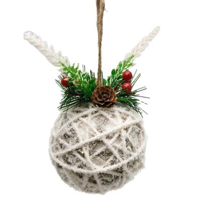 China Christmas Decoration Supplies Buffalo Plaid Fabric Wrapping Ball Christmas Tree Decoration Foam Ball Hanging Christmas Ball for sale