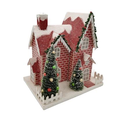 China Xmas Village Customs Lead House .party with light up decoration features House colorful paper tree for sale