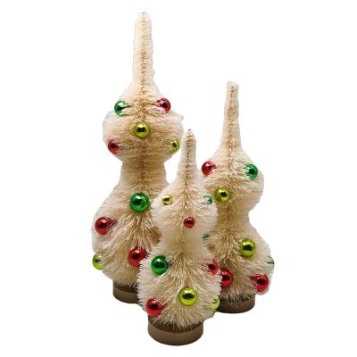 China Christmas .party plastic plated beads table top product on shape christmas ornament artificial sisal tree decoration for sale