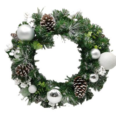 China Christmas.party Christmas wreath with balls decoration and ribbon plastic wholesale Christmas braids PE garland for sale