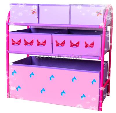 China Sustainable Tri-ply Nonwoven Fabric Folding Toy Shelf For Kids for sale