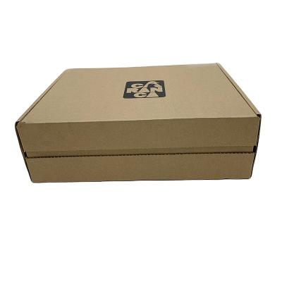 China Wholesale Custom Packaging Boxes Recyclable Corrugated Cardboard Kraft Mailer Box With Tear Strip And 2 Self Adhesive Pieces for sale