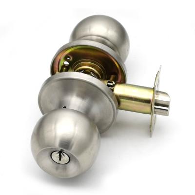 China Zinc Alloy + Satin Nickel Stainless Steel Round Entry Knob Door Lock for sale