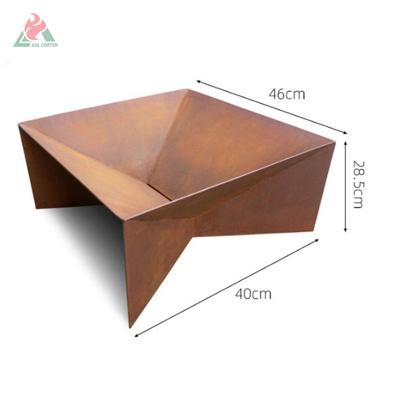 China Stored camping steel outdoor fire pit fire pits wood burning corten steel fire pit barbecue with wood storage for sale