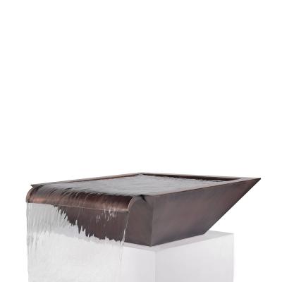 China Rustic Steel Material Square Waterfall Water Bowl Swimming Pool Water Pot for sale