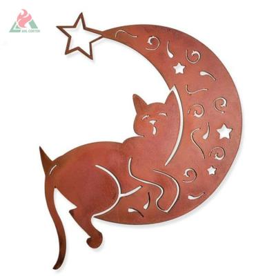 China Traditional Laser Cut Cute Metal Art Corten Steel Artwork Rusty Art Design for sale