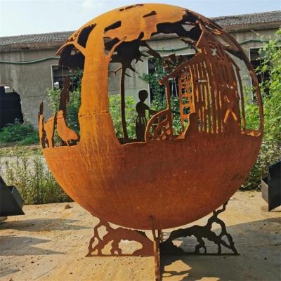 China Stored Outdoor Fire Pit Garden Spheres Decoration Hollow Metal Sphere Outdoor Fire Pit With Balls for sale