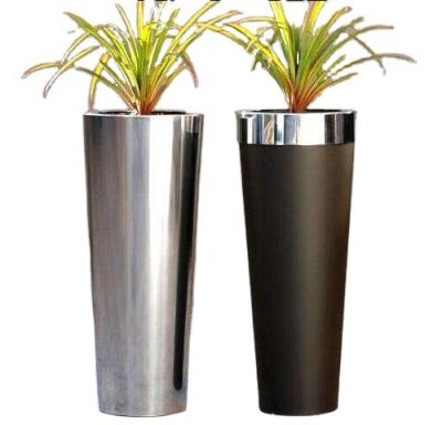 China Cheap Tall Chinese Style Stainless Steel Vase Gold Color Flower Pots Outdoor Corten Steel Flower Planter for sale