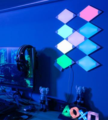 China Modern Lines Modular Light RGB Canvas Game Thombus Triangle Hexagon Wall Can Be Spliced ​​Smart Panel Lamp for sale