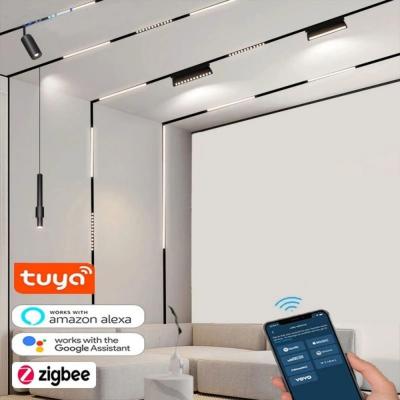 China Square Focus Track Ceiling Tuya Magnetic Track Light dc48v Simple Stylish Smart Android Magnetic Spot Pendant Light for sale