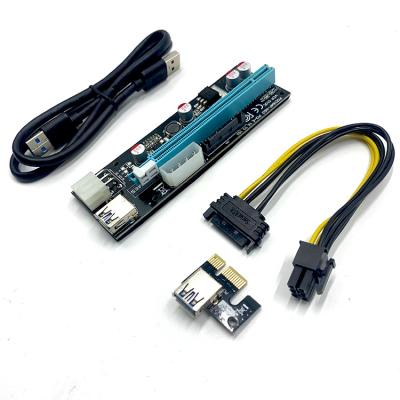 China PCBA RTS PCI-e X1 PCI-e 010C ver010c To X16 Riser Card USB3.0 Cable 60cm SATA 15 Pin Molex To PCI 6Pin Riser for sale