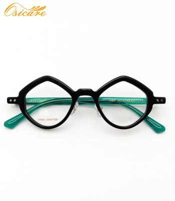 China Hand-polished classic acetate frame; Rated to universal fit; 2021 NEWEST COOL fashion unisex glasses frames and small irregular acetate glasses retro for sale