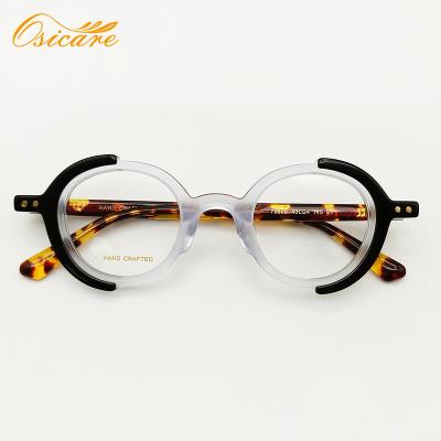 China Hand-polished classic acetate frame; Rated to universal fit; 2021 New Fashion Unisex Glasses And Optical Frames Small Round Classic White Acetate for sale