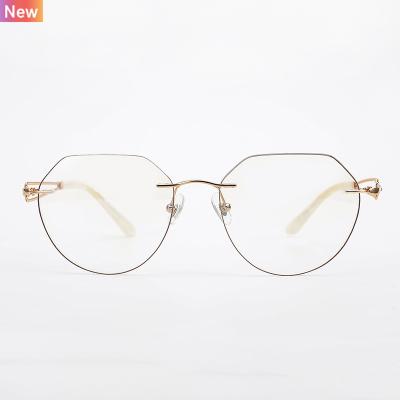 China Pure titanium frame; Adjustable nose guards; Newest Design Diamond Eyewear Super Lightweight Rimless Frame Optical Titanium for sale