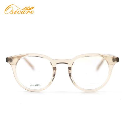 China Hand-polished acetate frame; Rated to universal fit; 2021 newest fashionable round optical frames computer glass and clear acetate glasses for sale