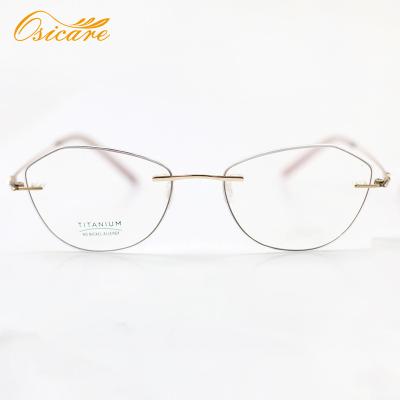 China Pure titanium frame; Adjustable nose guards; 2021 High Quality Cool Fashion Women Rimless Glasses Ultra Light Up Optical Glass Titanium Frames for sale