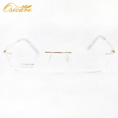 China Pure titanium frame; Adjustable nose guards; 2021 newest designer unisex glasses and high quality lightweight rimless titanium optical frame for sale