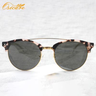 China Double bridge acetate frame; Universal fit; Nose Pads For Comfort New Fashion High Quality Ready Stock Round Turtle Acetate Glasses Polarized 2020 for sale