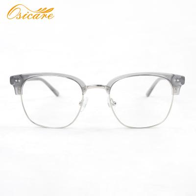 China Classic half rim acetate metal frame; Rated to universal fit; 2021 Stylish Fashion Unisex Half Rim Eye Glasses And Clear Acetate Metal Frames Optical for sale