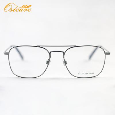 China Double bridge slim metal frame; Adjustable nose guards; Latest new 2021 thin frames designer glass and vintage double bridge metal glasses for sale