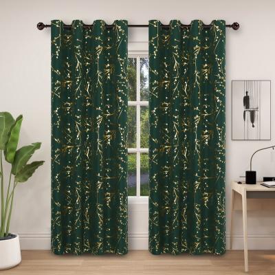 China Emf Shielding 100% Polyester Oxford Cloth Flora Printing Blackout Curtain Security Waterproof Gold Uniform Design for sale