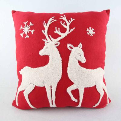 China Decorative Folded Cotton Canvas Embroidery Christmas Cushion Cover Fancy Tile Case Wholesale for sale