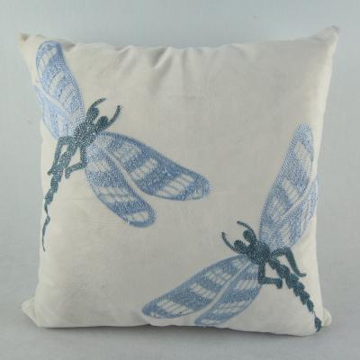 China Dragonfly Embroidery Design Modern Folded Sofa Cushion Cover Decor Pillow Cover for sale