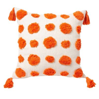 China Anti-Pull Tile Decorative Shape Handmade Turfting Cushion Cover With Tassel for sale