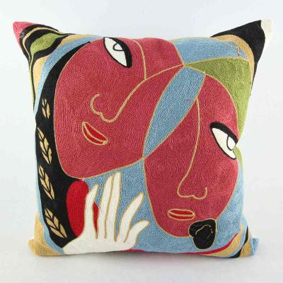 China Viable Cartoon Animal Italian Picasso Sofa Cushion Cover Decorative Embroidered Cotton Anime Pillow Case for sale