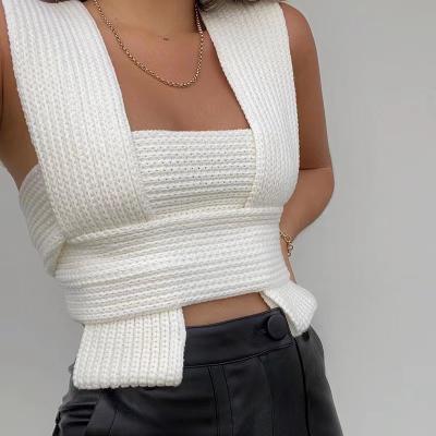 China New QUICK DRY Street Cross Upper Thick Knit Sweater Bottom Thin Strap Zigzag Vest Solid Color for sale