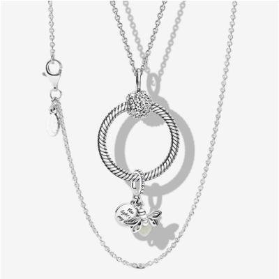 China Real 925 Sterling Silver Moments Medium O Cute Women's Necklace Hot Sale Dangle Charm Collection Fit Original Pandor Necklaces for sale