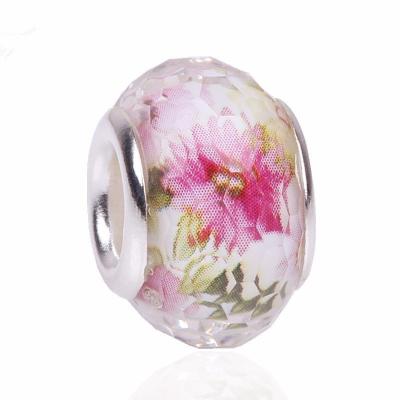 China CLASSIC 100 Pieces Alloy Flower Bead European Round DIY Large Pin Bead Jewelry Dreamy Glass Hole is used for DIY bracelet jewelry making for sale