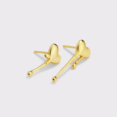 China 925 Sterling Silver 18k Gold Cute Chain Earrings Love Retro Asymmetrical Temperament Female Irregular Fashion Earbobone Stud for sale