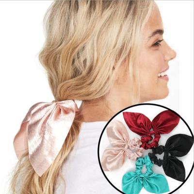 China New Style Hair Scrunchies Fashion Small Elastic Hair Band Solid Ribbon Ponytail Holders Popular Cool Soft Hair Band For Girls for sale