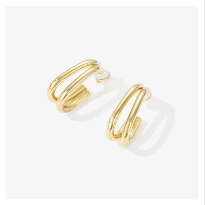 China Other Stainless Steel Jewelry 18K Gold Wholesale Designer New Advanced Fine Jewelry 18K Gold Party Women's Hoop Earrings Polishing Circle Brass Earring for sale