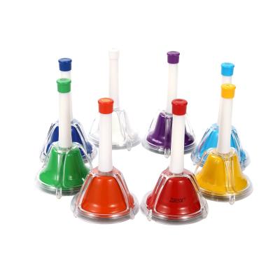 China Toy Children's Educational Rainbow Colors Play Musical Instrument Rainbow Hand Bell for sale