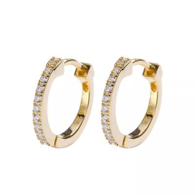 China TRENDY Earring Jewelry Minimalist 18k Gold Plated Zircon 925 Silver Hoop Huggie For Women for sale