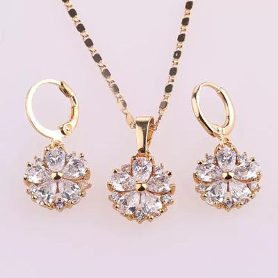 China Wholesale CLASSIC 18K Gold Plated Elegant Stainless Steel Jewelry Women Gold Plated Pendant Earring Jewelry Sets for sale