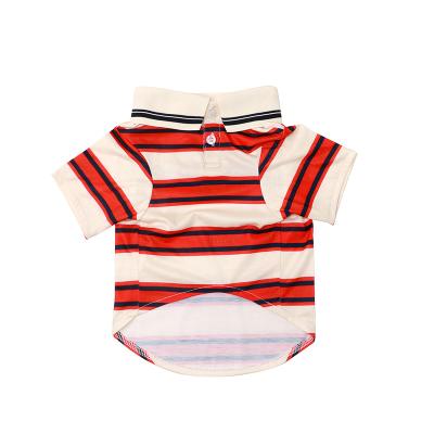 China Boy Dog Polo Shirt Tide Brand Logo Stripe Cotton Handsome Viable Button Dog Sweater for sale