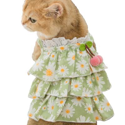 China Korena Viable Dog Laid Cake Dress Green Daisy Pet Floral Sling Dress for sale