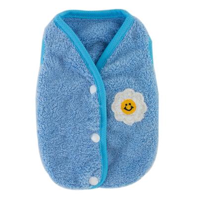 China Soft Warm Vest Kitten Embroidery Plumeria Cotton Viable Puppy Towel Fleece Cardigan for sale