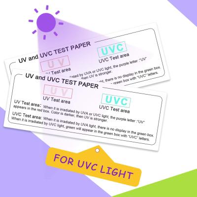 China Smart Custom UV-C /UV Test Summer Paper Printed Card /UV Indicator UV Testing Card For Glasses Anti-UV Proficiency Test for sale